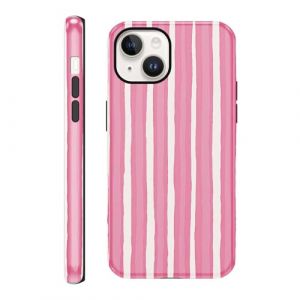 Yirlbey 2 in 1 Coque pour iPhone 14 / iPhone 13 6,1", Aesthetic Rose Rouge Blanc Stripes Striped Motif Dessin &Eacute;tui Silicone Fine TPU pour Femmes Filles Antichoc Housse Protection Cover Bande Case (XUPINBO, neuf)