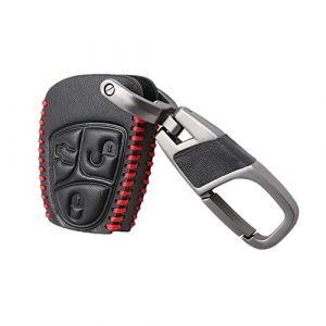 Happyit Cuir Cas de Couverture de Cl&eacute; de Voiture Porte-cl&eacute;s pour Mercedes Benz AMG B C E S ML SLK CLK CL Class 3 Boutons Fob sans cl&eacute; (Ligne Rouge) (Happyit66, neuf)