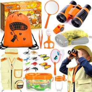 CIANBIFN Kit Exploration Enfant,23 pcs Ensemble Explorateur Extérieur Jouets,avec Gilet et Chapeau,jumelles,Boussole,loupe et plus encore,cadeau d'exploration de la nature et d'aventure pour enfants (CIANICI FABIANA, neuf)