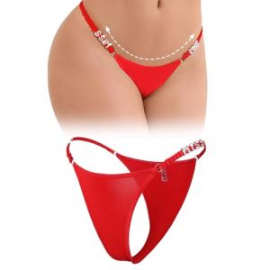 ohyeahlady Micro Maillot de Bain String Ficelle Grande Taille Mini String Femme Sexy Chic Hot Tanga sans Couture Micro String de Bain Bikini sous Vetements Feminins Thong(Rouge,L) (ohyeahlady, neuf)