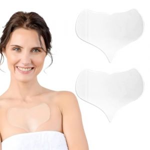 OUDQFCJ 2 Pi&egrave;ces Coussins en Silicone en Forme de C&oelig;ur, R&eacute;utilisables pour D&eacute;collet&eacute; et Cou, Patchs Transparents pour Soin de la Peau des Femmes (Mapico, neuf)