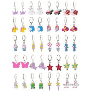 FUGLUS 20 Paires Boucles d'oreilles Clip Fille Enfants,Boucles d'oreilles pour fille,Licorne Arc-en-ciel Non Piercing Boucles d'oreilles Princesse Bijoux Accessoires Fête Anniversaire Cadeau (BOOKING PRICELESS, neuf)