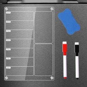 Planning Frigo Magnetique,30 × 20 cm Tableau Semaine Effacable,Tableau Aimanté Frigo Menu Semaine avec 2 Marqueurs, Essuie-glaces (dejianzhuangshi, neuf)
