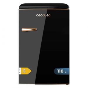 Cecotec Mini Frigo R&eacute;frig&eacute;rateur R&eacute;tro Bolero CoolMarket TT Origin 110 Noir E. Mini Frigo R&eacute;tro avec une capacit&eacute; de 110L, Classe E, Icebox, LED int&eacute;rieur, Poign&eacute;e Chrom&eacute;e, Plateaux en Verre (Cecotec, neuf)