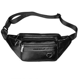 Xieben Vintage en Cuir Fanny Pack pour Hommes Taille Sac Hanche Bourse T&eacute;l&eacute;phone Bum Ceinture Messenger &Eacute;paule Sling Poitrine Sacs (XieBen, neuf)