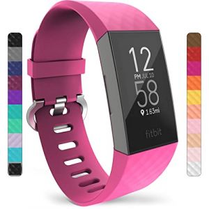 Yousave Accessoires Bracelet Compatible pour FitBit Charge 3 / Fitbit Charge 4, Bracelet De Rechange FitBit Charge 3 / Fitbit Charge 4, Sangle De Sport Remplacement - Grand - Rose Vif (Yousave, neuf)