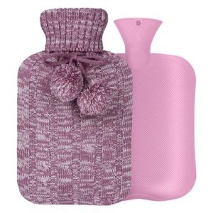 Olivialiving Bouillotte avec housse tricot&eacute;e, sac d'eau chaude de 2 L pour soulager la douleur, les crampes menstruelles, compresse chaude et froide, chauffe-mains et pieds, chauffe-lit (OLIVIA LIVING, neuf)