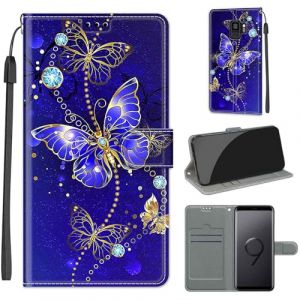 KENHONER Coque pour Samsung Galaxy S9, Housse Etui Portefeuille Cuir Multifonction, Fermeture Magn&eacute;tique &agrave; Clapet Anti-Choc Compatible avec Coque Samsung S9 Book - Papillon (KENHONER, neuf)