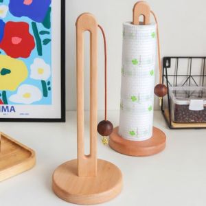 Porte-Rouleau d'essuie-Tout Debout en Bois pour Rouleaux de Papier essuie-Tout Standard et de Taille - Support en Bois Debout pour Cuisine et Table à Manger, décoration de la Maison, Plan de Travail (PaitesEu, neuf)