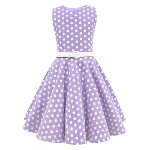 BlackButterfly Enfants Robe Ann&eacute;es 50 Vintage &agrave; Pois 'Audrey' (Violet - Pois, 7-8 Ans) (BlackButterfly Clothing, neuf)