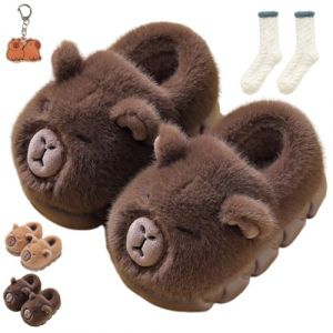 G&eacute;n&eacute;rique Pantoufles Capybara, Pantoufle en peluche avec semelle &eacute;paisse antid&eacute;rapante, Pantoufle d'hiver chaude et confortable pour femmes, marron fonc&eacute;, 35/36 EU (dangjun store, neuf)