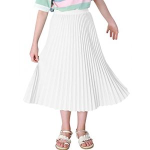 Happy Cherry Jupe Longue Pliss&eacute;e Filles Femmes Haute Taille &Eacute;lastique Enfant &Eacute;l&eacute;gante A-Ligne Jupe Mi-Longue d'&eacute;t&eacute; D&eacute;contract&eacute; Mode Jupe pour 9-10 Ans (QIAOEU, neuf)