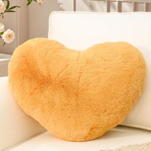 Yhoelata Coussin Coeur Groß, Coussin en Forme de Coeur Jaune, Oreiller Cœur Coussins Décoratif en Peluche, Coussins Décoration Canapé, Deco Chambre Ado Fille, 38x48 cm (Yhoelata, neuf)