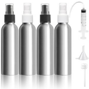 Bohoray 4 Pcs 150ml Flacon Vaporisateur Aluminium,Vaporisateur Huile Essentielle,Vaporisateur Parfum Vide,Flacon Parfum Vide,Flacon Spray Vide Avec Etiquettes,Entonnoirs,Seringues,Pour Cosmétique (BOHAOWL, neuf)
