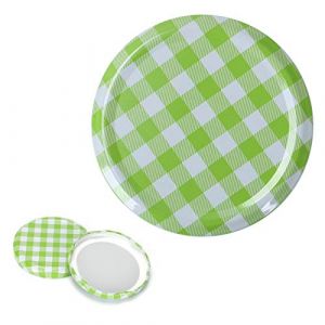 MorNon Twist Off Lot de 100 couvercles de rechange, pour bocaux en verre de 82 mm de diamètre, compatibles avec les bocaux en verre de 230/350/435 ml/565 ml, vert à carreaux (KingSaid, neuf)