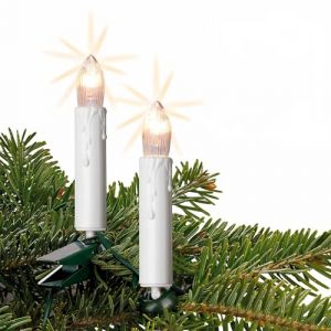 Hellum 150933 Guirlande lumineuse pour sapin de Noël, 15 bougies de Noël éclairées 9,8 m, mini guirlande lumineuse d'intérieur avec fiche, avec moins de 59 lumens, câble électrique vert, bougies (Hellum Direkt, neuf)