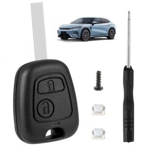 Coque Cl&eacute; Peugeot 107, Boitier Cl&eacute; pour Citro&euml;n C1 C2 C3 C4 C5 T&eacute;L&eacute;commande 307 Coque Rigide Remplacement avec 2 Boutons Compatible avec Peugeot 106 107 206 207 306 307 406 407 sans Lame Noir (LiuLanFen, neuf)