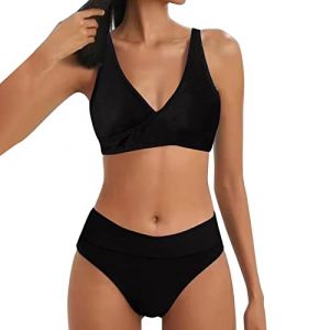 Maillot Transbronzant Femme 2 Shorty Femmes Taille Haute Bikini Sexy Push Up Deux pièces Maillots de Bain Vintage Maillot de Bain Deux pièces rétro froncé Maillot De Bain Ventre Plat Femme Ensemble (goodups, neuf)