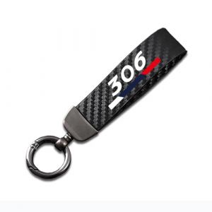 G&eacute;n&eacute;rique Porte-Cl&eacute;S De Voiture pour Peugeot 306, Fibre De Carbone Cuir Anneau en D Pivotant &Agrave; 360&deg; Auto Porte-cl&eacute;s,Black-12.5CM (xuejindong, neuf)