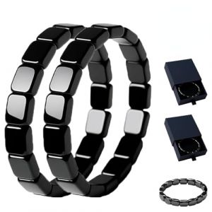 Bracelet En H&eacute;Matite Pour Hommes, Bracelet En Perles Extensibles En Pierre D'H&eacute;Matite Naturelle, R&eacute;Cup&eacute;Rez Votre Confiance Masculine,2PCS (HaoZhiZhi, neuf)