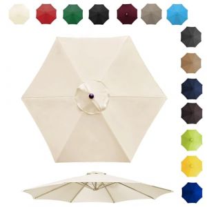 Toile De Rechange Pour Parasol De 200cm 270cm 300cm 6/8 Baleines, Auvent De Rechange Pour Parasol D'ext&eacute;rieur, Polyester Anti Uv 50+, R&eacute;sistant &Agrave; La D&eacute;coloration(Color:White,Size:8 ribs-3m(9.8ft)) (banshandaoren, neuf)
