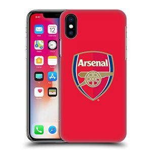 Head Case Designs sous Licence Officielle Arsenal FC Couleur Pleine Rouge Cr&ecirc;te 2 Coque Dure pour l'arri&egrave;re Compatible avec Apple iPhone X/iPhone XS (eCell, neuf)