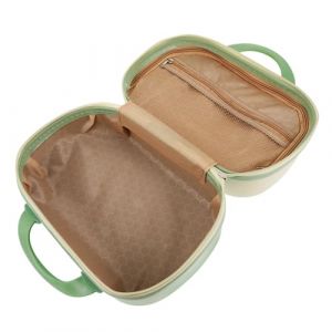 WRITWAA Trousse De Maquillage Rigide Trousse De Maquillage De Voyage 14 Pouces L&eacute;g&egrave;re Portable Femmes Filles Organisateur Bagage &agrave; Main Jaune Et Vert (Saieli, neuf)