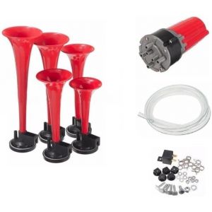 Klaxon À Air Pneumatique LaCucaracha 115dB - Mélodie 5 Trompes avec Compresseur 12V - Klaxon Mélodique Puissant Pour Voiture, Bateau, Camion - Installation Facile & Sonorité Imposante (JJ AUTOBITS, neuf)