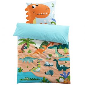 MUSOLEI Housse de Couette Dinosaure 140x200cm Enfant Garçon Parure de Lit 1 Personne en Microfibre avec Fermeture Éclair 3D Motif Imprimé Cadeau Fête Anniversaire avec Taie d'oreiller（65x65cm）Modèle07 (KIDS BEDROOM, neuf)