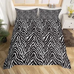 Homemissing Zebra Stripes Sets de Housse de Couette Zebras Skins Parure de Lit 140x200cm Safari Wild Print Housse de Couette pour Enfants Africa Wildlife Design Microfibre Noir Blanc Décor de Chambre (Bofanshangmao, neuf)