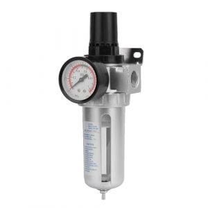 Ticfox 1/2" BSP Filtre Régulateur d'Air Comprimé, Séparateur d’Eau et Filtre à Huile avec Manomètre, Régulateur avec filtre déshydrateur pour compresseur d'air avec raccord de montage (Samfox, neuf)