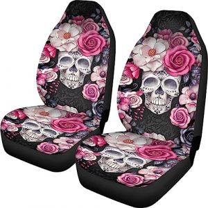 xixirimido Lot de 2 housses de siège avant de voiture motif tête de mort rose (JUNYANSTORE, neuf)