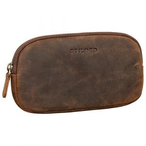 STILORD 'Mike' Plumier Cuir Vintage Trousse Scolaire idéal comme Pochette pour Travail École Organiseur Crayons Étui Lunettes en Cuir Véritable, Couleur:Kreta - Brun (STILORD Cuir, neuf)