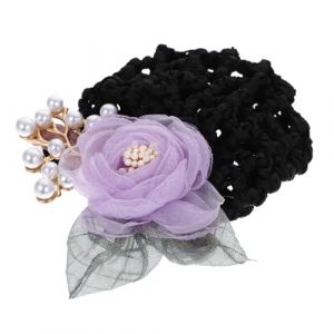 IWOWHERO Cache-chignon Fleur Filet à Cheveux Pour Chignon Accessoire Femme Protège-chignon Souple Motif Floral Look Original Facile Utiliser Chignon Support Cheveux Filet Infirmière Hôtesse (Langeriy, neuf)