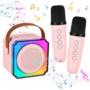 Diealles Shine Micro Karaoke Enfant, Mini Karaoke Machine avec 2 Micro, Portable Karaoké avec Lumières LED, Micro sans Fil Enfant Jouets pour 5-12 Ans Filles Et Garçons(Rose) (Zoliche, neuf)