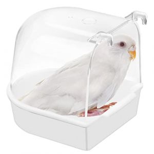 Xiumeso Baignoire pour Petits Oiseaux, Baignoire Suspendue Fournitures de Cage &agrave; Oiseaux avec Crochets, Baignoire Semi-Circulaire en Plastique pour Pinsons, Perruches, Alouettes, 13.3X13X13cm (YTH-Yiting, neuf)