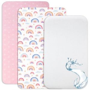 Lovely Hippo Draps Housses Cododo + 1 Alèse Protège Matelas Compatible Cododo Bébé - Drap Housse Cododo 100% Coton - Alèse 100% Imperméable (Arc-en-Ciel, 90 x 55 cm) (VRC Products France, neuf)