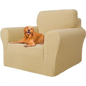 YSTELLAA Housse Canapé Extensible 1 Place, Housse de Canapé avec Accoudoirs, Super élastique Housse Canape pour Chiens et Chats Animaux Antisalissure (Beige Jaune, Canapé Largeur 81cm-120cm) (YSTELLAA, neuf)