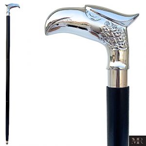 liquidation de Produits Vente 50% Cane et bâton de marche ** Symbole de puissance et de force ** SouvNear 95 cm Rare Eagle Head de canne en bois with argent nickelé Poignée décorative (NAUTICAL GIFT STORE, neuf)