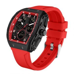 Montre Militaire Homme Sport Design Unique Cadran Rectangulaire, Affichage Numérique Analogique, Double Fuseau, Chronomètre Étanche 5ATM, Style Punk (Lemai EU, neuf)