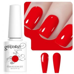 Vishine 8ml Vernis à Ongles Gel Semi Permanent Couleur Rouge-orangé fluo, Vernis Semi Permanent Soak Off UV LED Gel Polish Nail Art Manucure Salon DIY L258 (ChicChicYou, neuf)