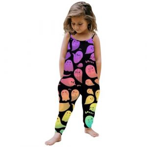 Combinaison imprimée d'halloween pour bébé fille, sans manches, barboteuse, tenues, pantalons, vêtements Combinaison Pyjama Cheval (Dark Purple, 5-6Years) (Mosusjoes, neuf)