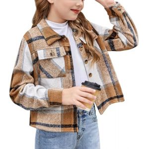 Arshiner Filles Chemise à Carreaux Enfants Automne-Hiver Shirts Manches Longues Confortables Tendance Décontractée Veste pour Fille 12-13 Ans (Arshiner Store, neuf)