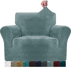 MAXIJIN Housses de Chaise en Velours pour fauteuils Housse de canapé Extensible antidérapante 1 Place Chiens Salon 1 pièce Housse de Protection pour canapé (1 Place, Bleu Pâle) (MAXIJIN EUSHOP, neuf)