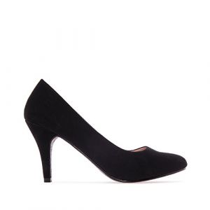 Andrés Machado - Élégants Escarpins rétro pour Femme/Adolescent pour l´été et l´Hiver - AM422 - Bout Arrondi en Simili Nobuck - Talons Moyens Fins - Noir, EU 34 (Andrés Machado, neuf)