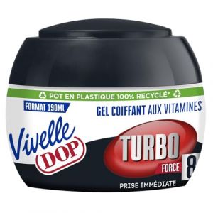 VIVELLE DOP – Gel Coiffant Turbo Fixation Force 8, Tenue Extra-Forte aux Vitamines (Pot 190mL) - Lot de 3 - vendu par Lot (Franc shopping, neuf)