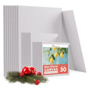 Zenacolor Toile Peinture 3 Tailles (Lot de 30) - Toile a Peindre 280 g/m&sup2; 100% Coton - Pour Peinture Acrylique, &agrave; l'huile, Gouache (BMS France, neuf)