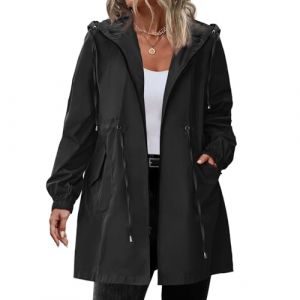 Veste Imperméable Femme Capuche Randonnée - Veste Pluie Femme Grande Taille Automne Ciré Coupe-Vent Randonnée Sport Hiver Manteaux Mi Saison Adulte Jacket 2025 Raincoat(Noir,L) (uxxnjfg, neuf)