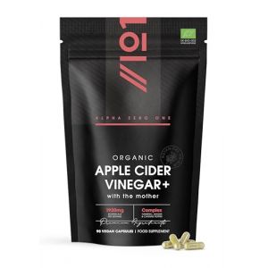 Vinaigre de Cidre de Pomme Bio 1920mg – 90 Gélules – avec Curcuma, Gingembre & Poivre de Cayenne – Brut Non Filtré avec La Mère (Cure de 60 Jours) – par Alpha01 (Revive Naturals, neuf)