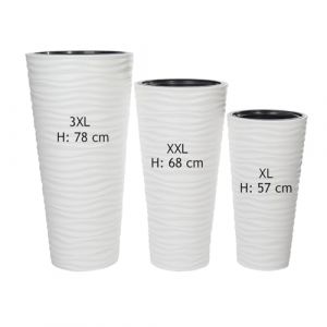 MELTOM Pot de Fleurs ondulé Slim, Pot de Fleurs Rond, Effet 3D (Blanc, Set: XL/XXL/3XL) (MelTom, neuf)